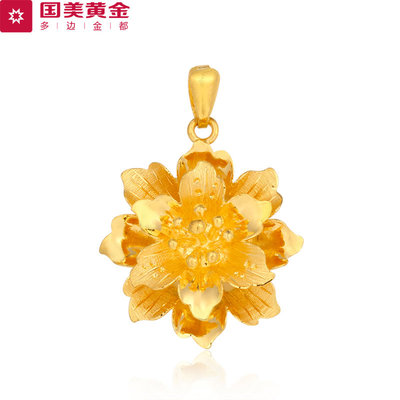 多边金都【花开富贵】足金吊坠 8.46克，承托东方美学与黄金价值的典雅之作