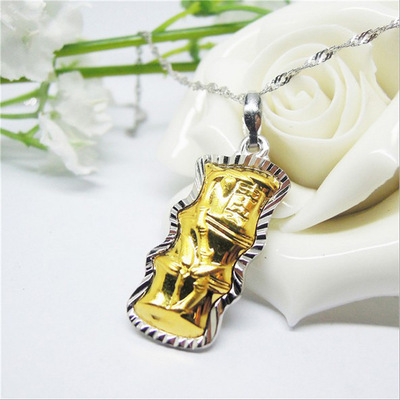 竹报平安项坠 千足银镶嵌千足金的典雅之选